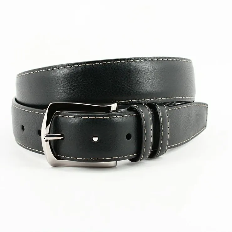 Discount Torino Leather Italian Glazed Milled Calfskin Belt Black