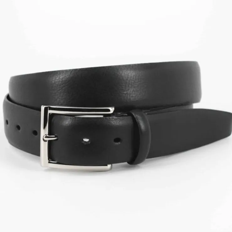 Best Torino Leather Italian Glazed Milled Calfskin Belt Black