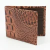 Shop Torino Leather Italian Hornback Croc Calfskin Leather Billfold Wallet Cognac