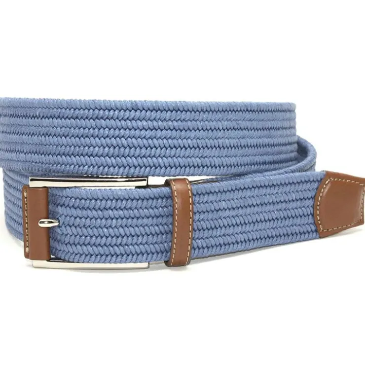 New Torino Leather Italian Mini Woven Cotton Stretch Belt Royal Blue RoyalBlue