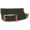 Best Sale Torino Leather Italian Mini Woven Cotton Stretch Belt Black