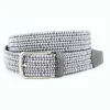 Outlet Torino Leather Italian Woven Rayon Elastic Belt Grey