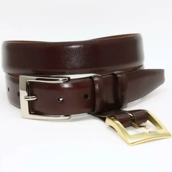 New Torino Leather Krinkle Calf Aniline Leather Belt - brown