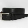 Outlet Torino Leather Soft Deer Tan Tumbled Cowhide Belt - black