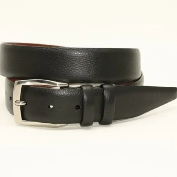 Shop Torino Leather Soft Pebble Grain Calf Belt Black