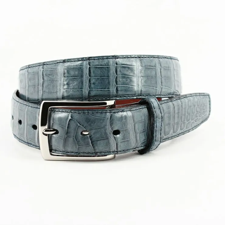 Clearance Torino Leather South American Caiman Belt Blue Jean BlueJean