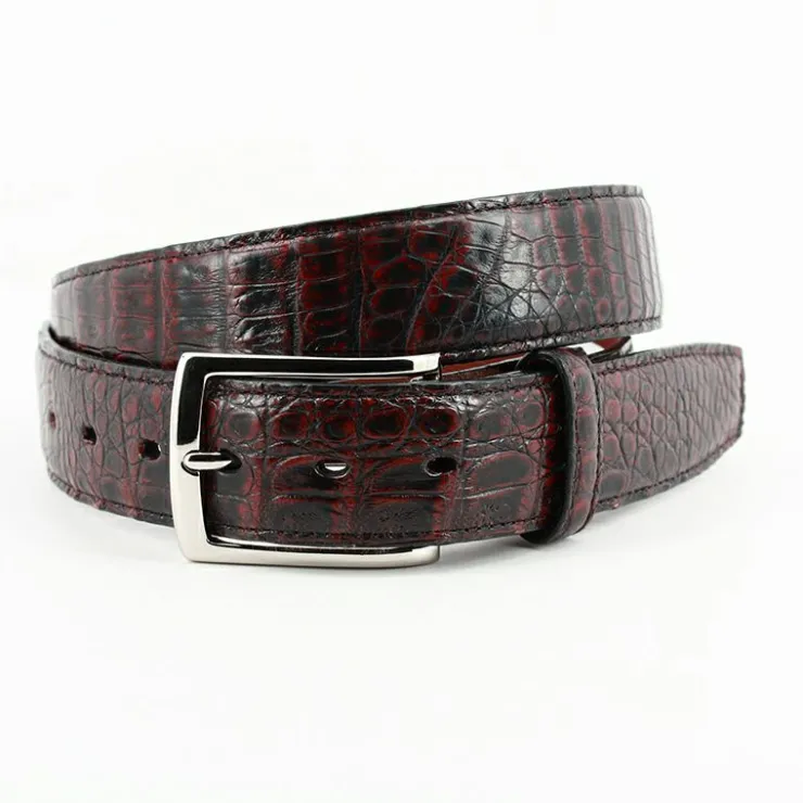 Cheap Torino Leather South American Caiman Belt Black Cherry BlackCherry