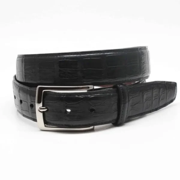 Shop Torino Leather South American Caiman Belt Black