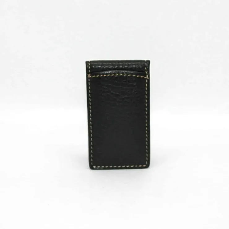 Shop Torino Leather Tumbled Glove Leather Magnetic Money Clip Black