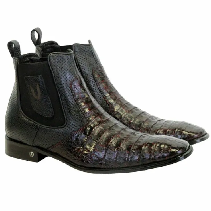 Shop Vestigium Caiman Belly Chelsea Boots Black Cherry BlackCherry