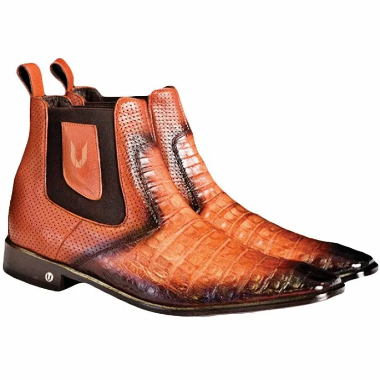 Clearance Vestigium Caiman Belly Chelsea Boots Faded Cognac FadedCognac