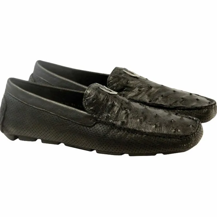 Best Sale Vestigium Ostrich Driving Loafers Black