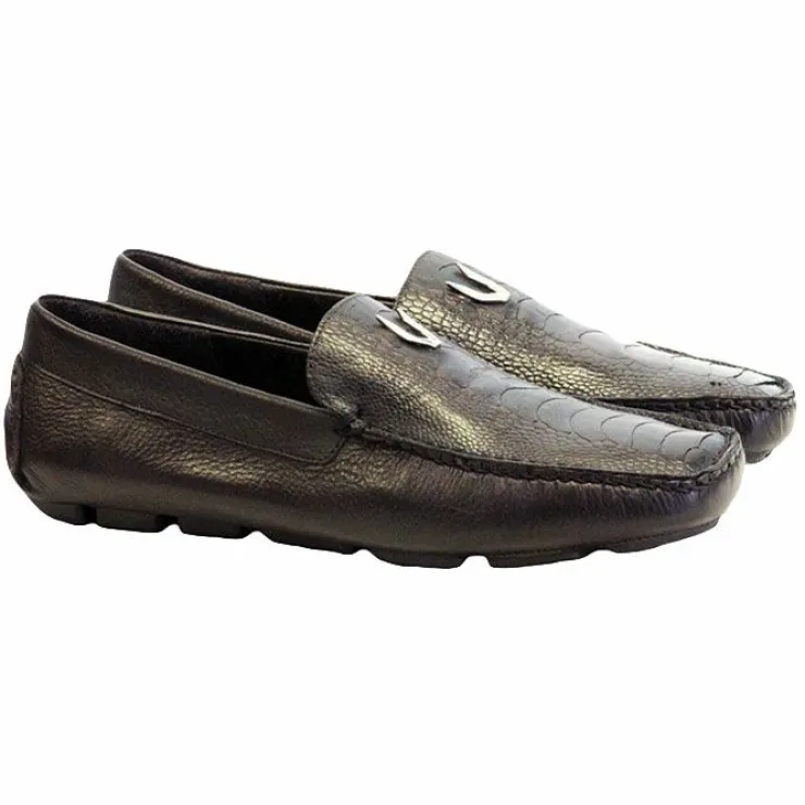 Fashion Vestigium Ostrich Leg Driving Loafers Brown