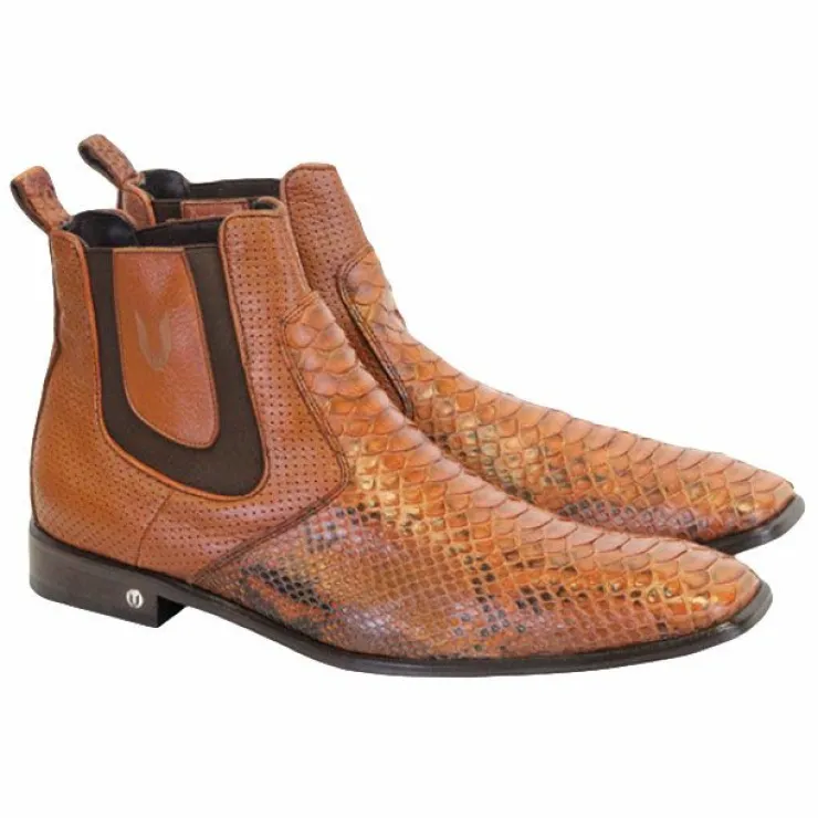 Shop Vestigium Python Chelsea Boots Cognac