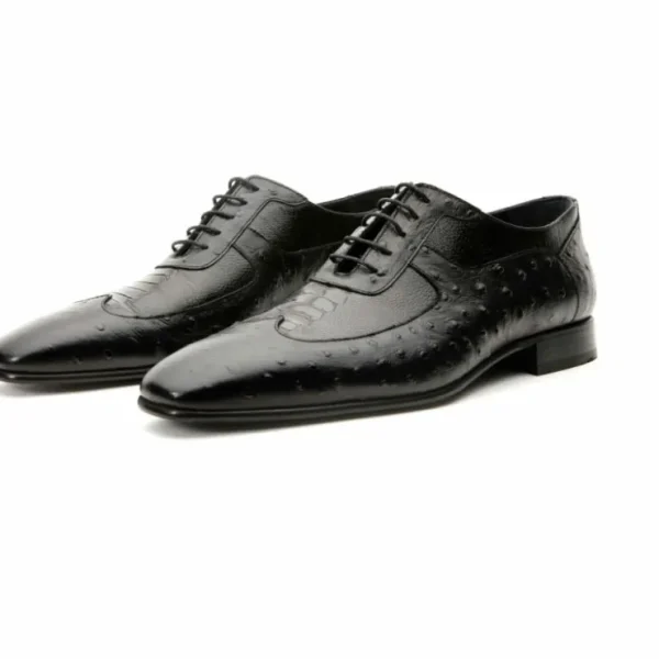 Fashion Vinci Leather Shoes Vinci Leather Alabama Wingtip Oxford Shoe (11256) Black