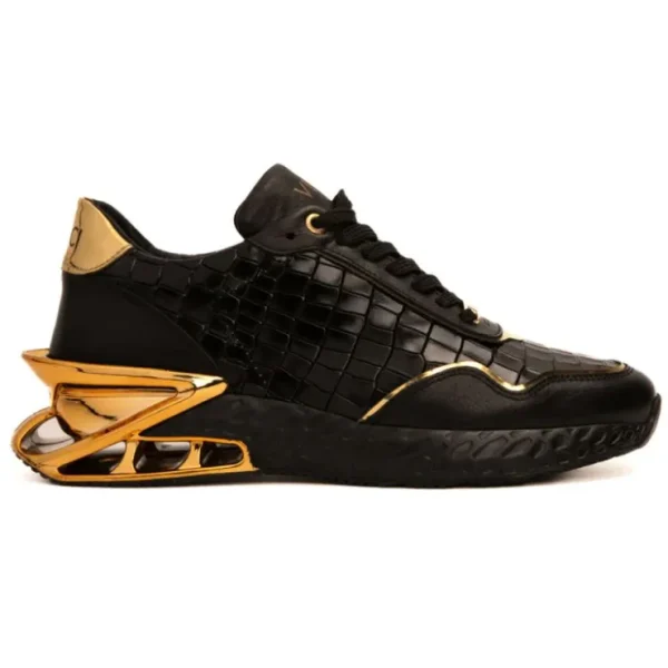 Outlet Vinci Leather Shoes Vinci Leather Bellagio Leather Sneaker Black / Gold