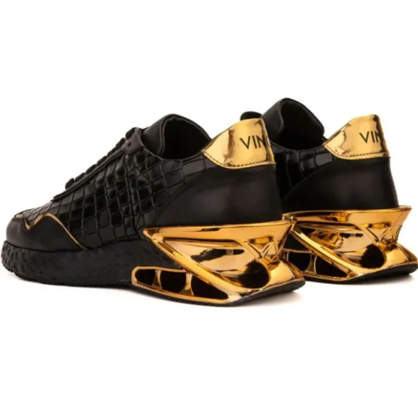 Outlet Vinci Leather Shoes Vinci Leather Bellagio Leather Sneaker Black / Gold