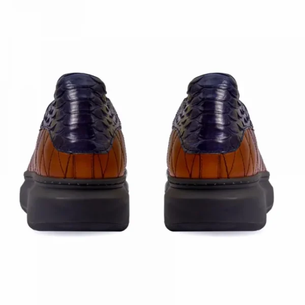 Best Sale Vinci Leather Shoes Vinci Leather The Adler Snk Leather Sneaker Limited Edition Tan & Navy (17474 S-1) Tan&Navy