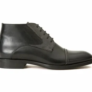 Discount Vinci Leather Shoes Vinci Leather The Albury Cap-toe Derby Lace-up Boot With A Zipper (X-3666) Black