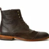 Online Vinci Leather Shoes Vinci Leather The Anderson Leather / Suede Brogue Lace-up Boot With A Zipper (14559) Brown