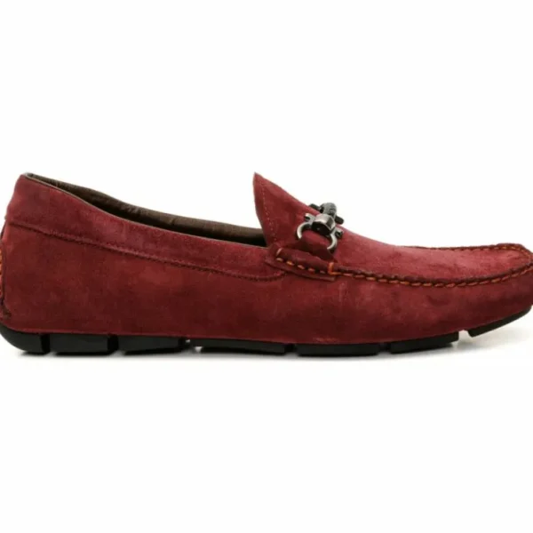 Shop Vinci Leather Shoes Vinci Leather The Bari Suede Leather Bit Drive Loafer Burgundy