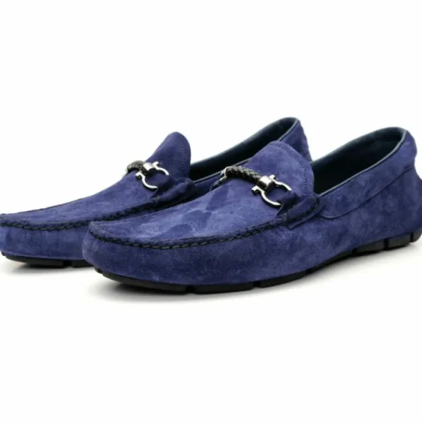 vinci_leather_the_bari_na_1.webp Store Vinci Leather Shoes Vinci Leather The Bari Suede Leather Bit Drive Loafer Navy