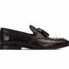 Flash Sale Vinci Leather Shoes Vinci Leather The Bethesda Python Tassel Loafers (18621 Y-1) Black