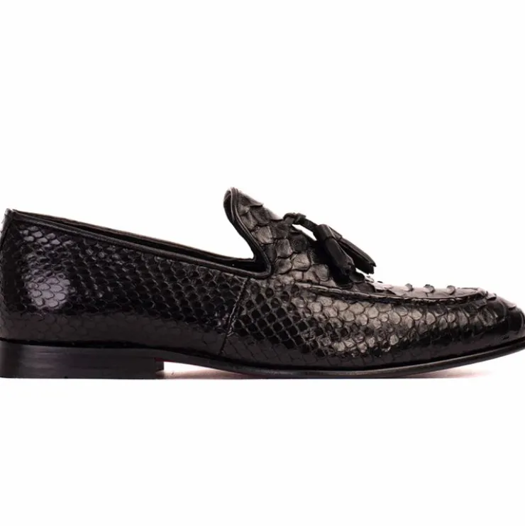 Flash Sale Vinci Leather Shoes Vinci Leather The Bethesda Python Tassel Loafers (18621 Y-1) Black