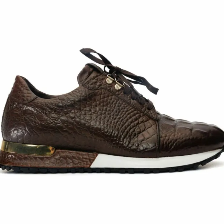 Best Vinci Leather Shoes Vinci Leather The Bomba Crocodile Leather Sneaker (Vc-D521T-52) Brown