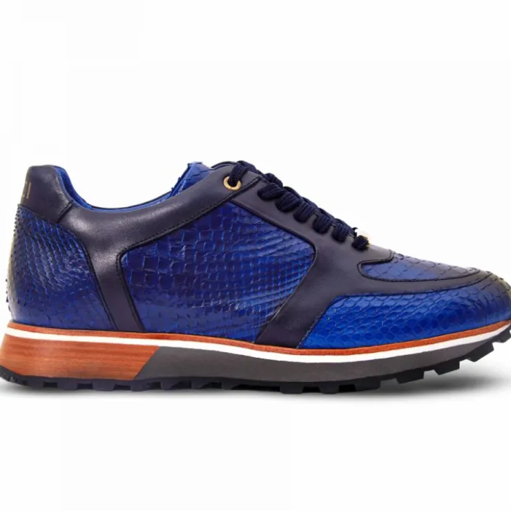 Discount Vinci Leather Shoes Vinci Leather The Boss Pyth Snk Skin Sneaker Blue