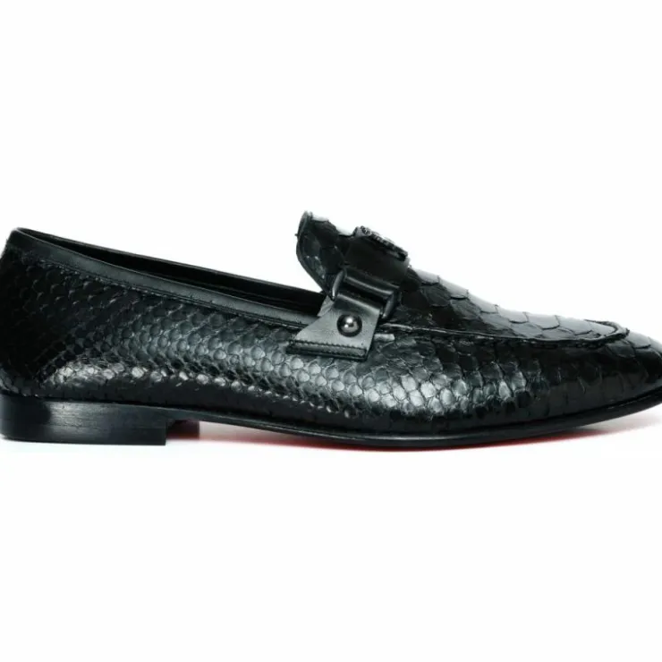 Fashion Vinci Leather Shoes Vinci Leather The Boss Python Color Shoe Bit Loafer (C-9023 X) Black