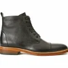 Clearance Vinci Leather Shoes Vinci Leather The Bothey Leather Cap-toe Lace-up Boot With A Zipper (14554) Black