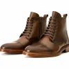 Outlet Vinci Leather Shoes Vinci Leather The Bothey Leather Cap-toe Lace-up Boot With A Zipper (14554) Brown