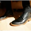 Clearance Vinci Leather Shoes Vinci Leather The Bothey Leather Cap-toe Lace-up Boot With A Zipper (14554) Black