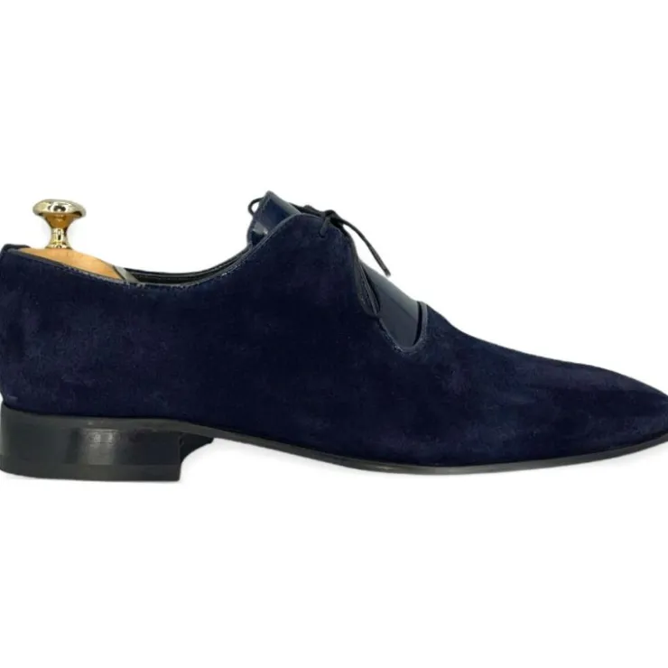 Clearance Vinci Leather Shoes Vinci Leather The Brody Navy Blue Suede Dress Shoes (9244) NavyBlue