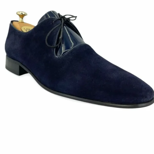 Clearance Vinci Leather Shoes Vinci Leather The Brody Navy Blue Suede Dress Shoes (9244) NavyBlue