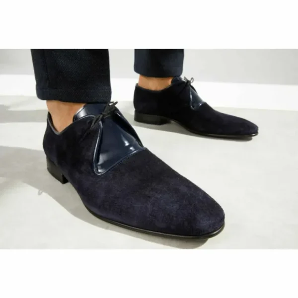 Clearance Vinci Leather Shoes Vinci Leather The Brody Navy Blue Suede Dress Shoes (9244) NavyBlue