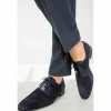 Clearance Vinci Leather Shoes Vinci Leather The Brody Navy Blue Suede Dress Shoes (9244) NavyBlue