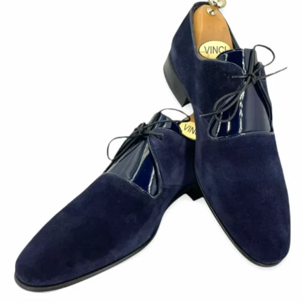 Clearance Vinci Leather Shoes Vinci Leather The Brody Navy Blue Suede Dress Shoes (9244) NavyBlue