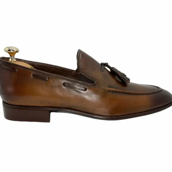 Best Sale Vinci Leather Shoes Vinci Leather The Dixon Leather Tassel Loafer (13409) Brown