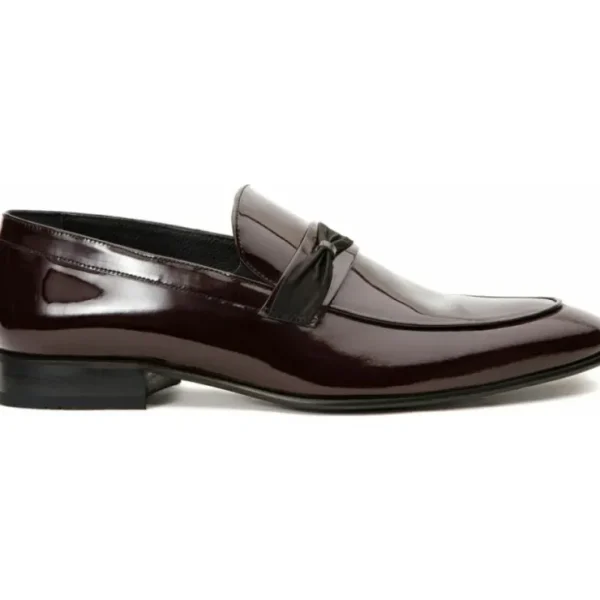 Best Sale Vinci Leather Shoes Vinci Leather The Dodoma Patent Leather Loafer Shoe (8017) Burgundy