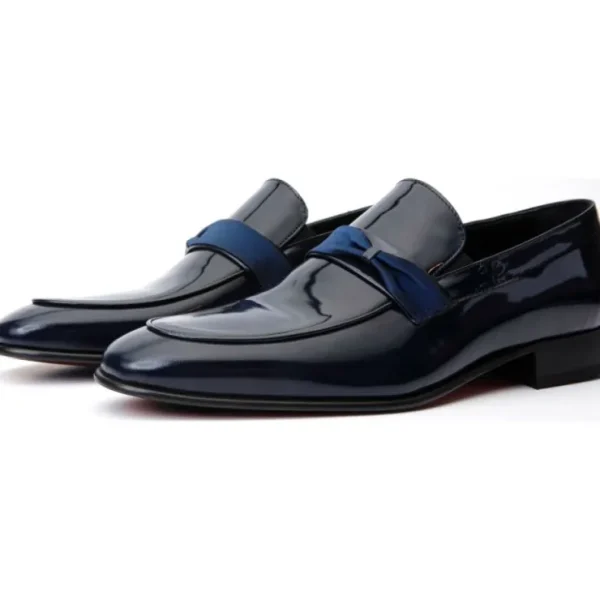 Discount Vinci Leather Shoes Vinci Leather The Dodoma Patent Leather Loafer Shoe (8017) Navy