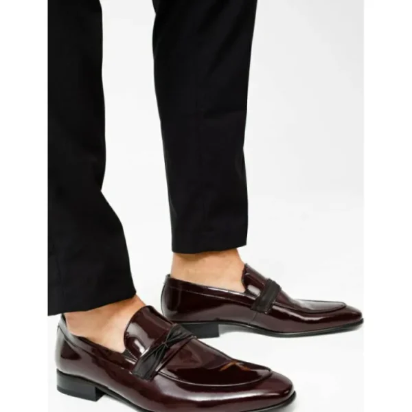 Best Sale Vinci Leather Shoes Vinci Leather The Dodoma Patent Leather Loafer Shoe (8017) Burgundy