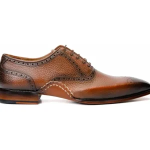 Discount Vinci Leather Shoes Vinci Leather The Draco Handmade Semi Brogue Oxford Shoe (V-01/6825) Brown