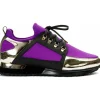 Online Vinci Leather Shoes Vinci Leather The Emir Gold / Purple Leather Sneaker For Men (D-529)