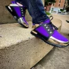 Online Vinci Leather Shoes Vinci Leather The Emir Gold / Purple Leather Sneaker For Men (D-529)