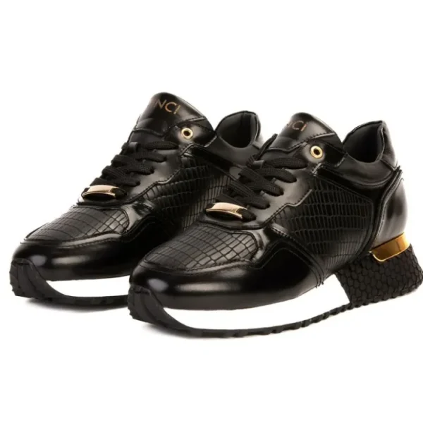 Discount Vinci Leather Shoes Vinci Leather The Empire Leather Sneaker Black