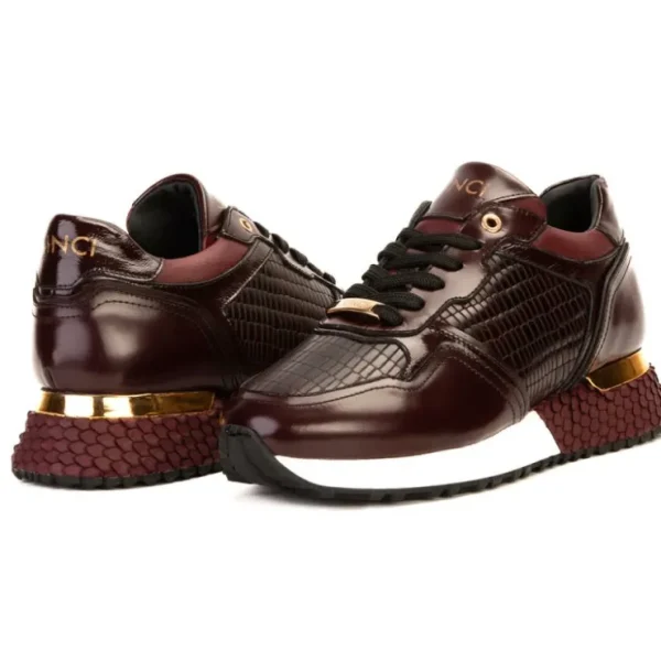 Clearance Vinci Leather Shoes Vinci Leather The Empire Leather Sneaker Burgundy