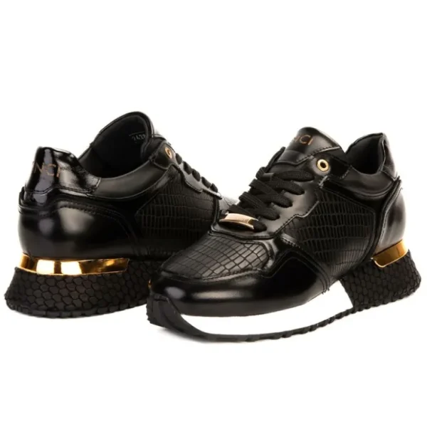 Discount Vinci Leather Shoes Vinci Leather The Empire Leather Sneaker Black