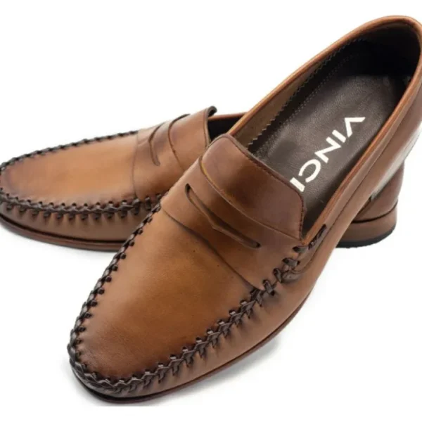 Hot Vinci Leather Shoes Vinci Leather The Eregli Leather Penny Loafer (08100) Brown